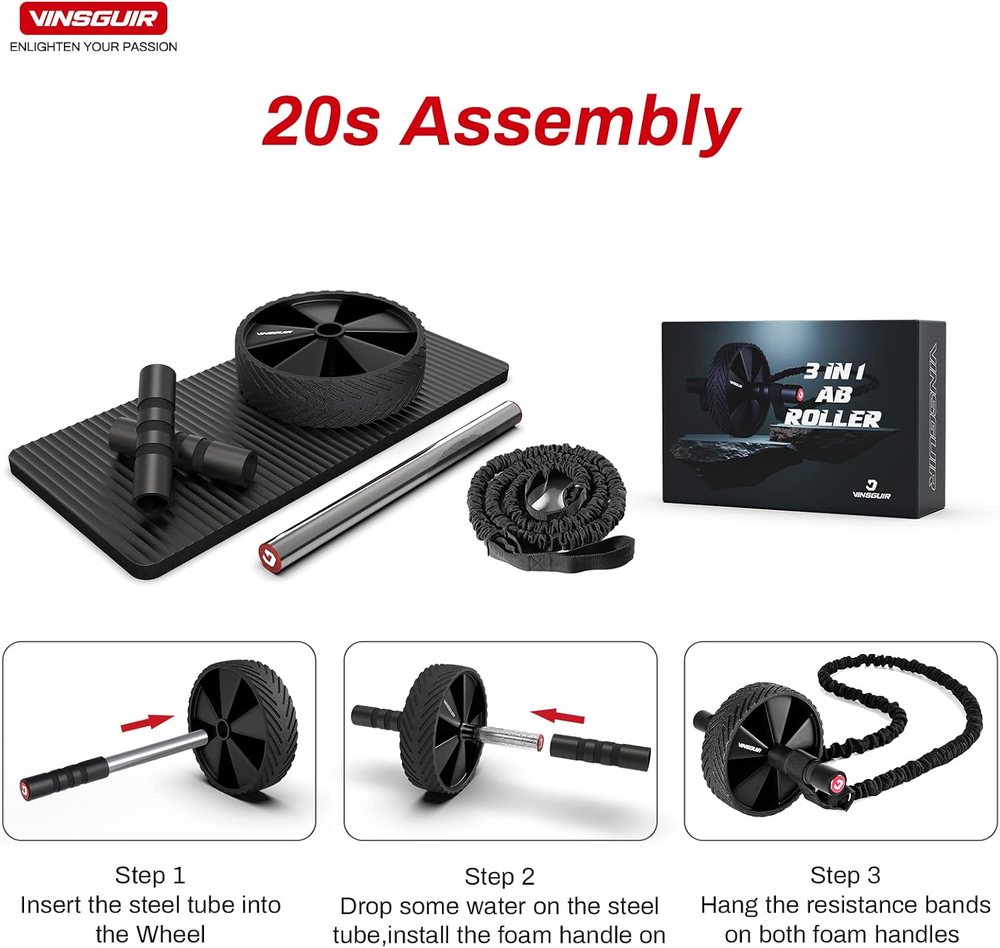 Ab Roller Wheel Kit with Resistance Bands and Knee Mat — view 4