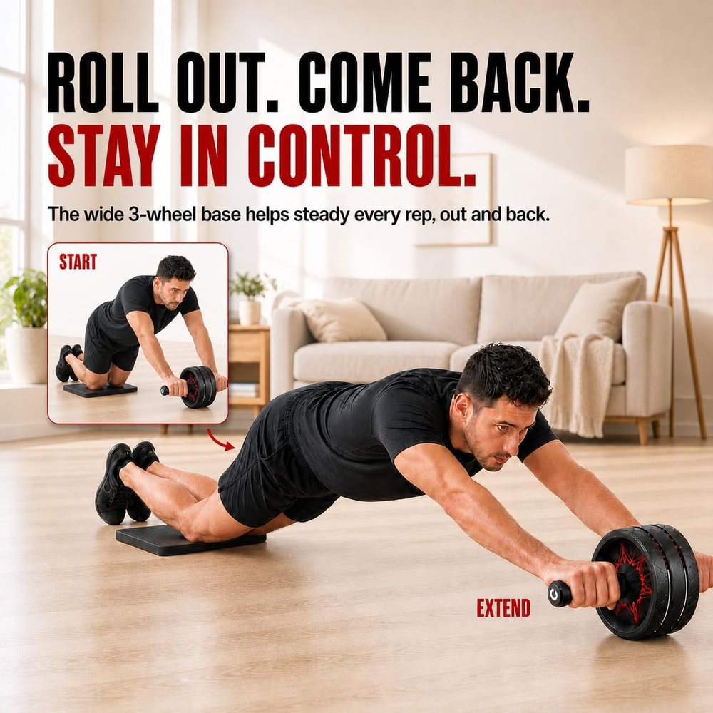 Ab Roller Wheel with Workout Chart and Knee Pad — view 3