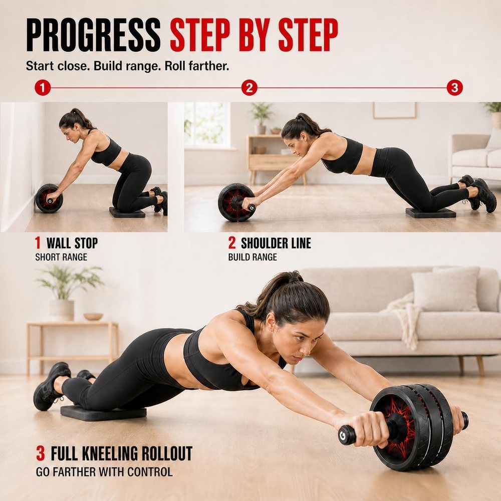 Ab Roller Wheel with Workout Chart and Knee Pad — view 4