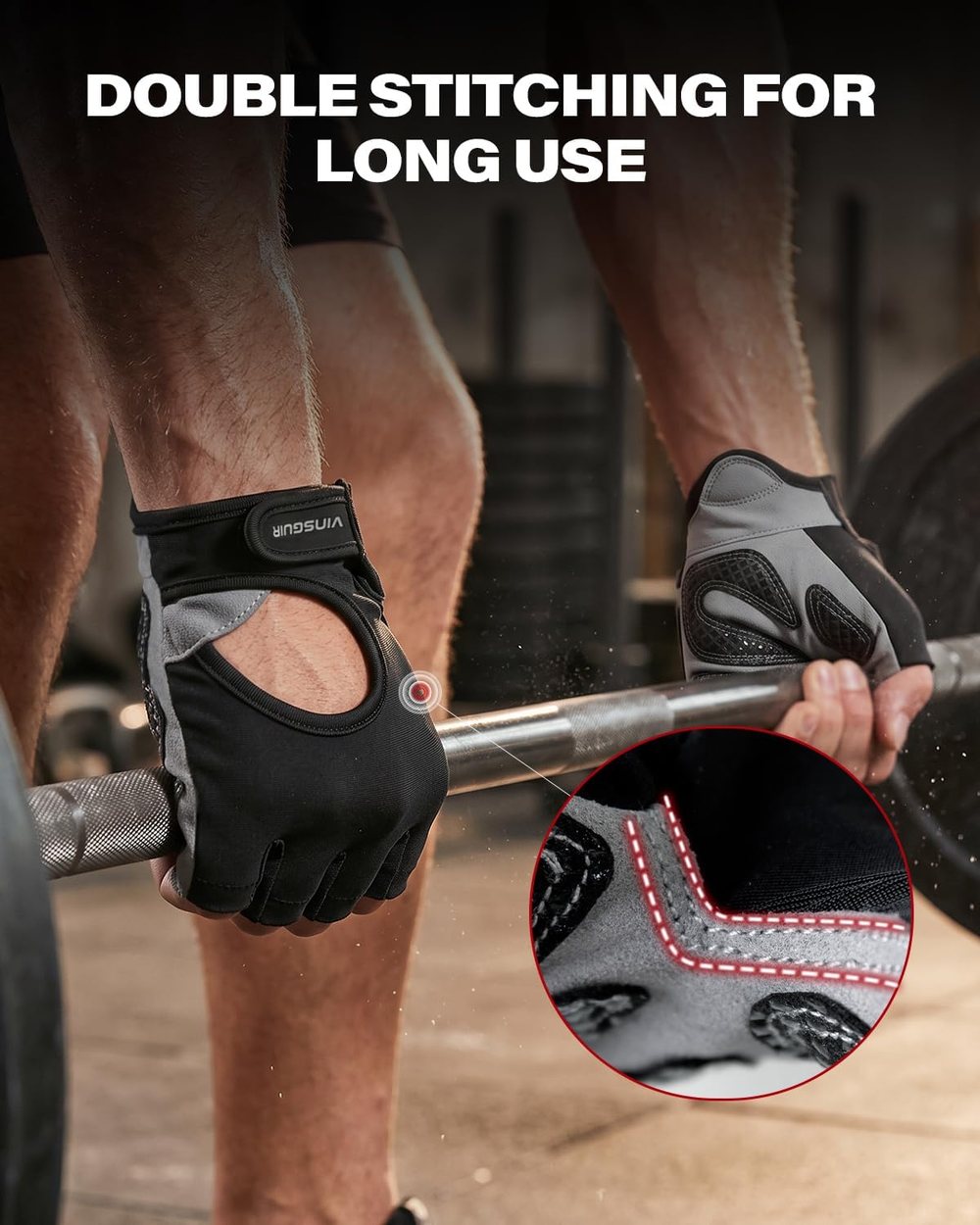 Enhanced Grip Gym Gloves, Black — view 3