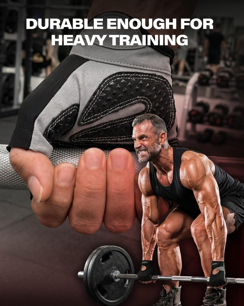 Enhanced Grip Gym Gloves, Black — view 4