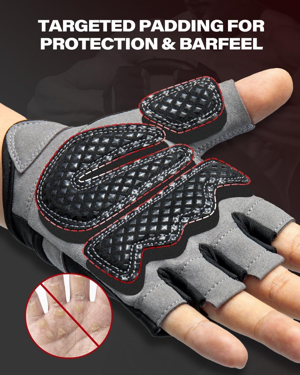Enhanced Grip Gym Gloves, Black — view 5