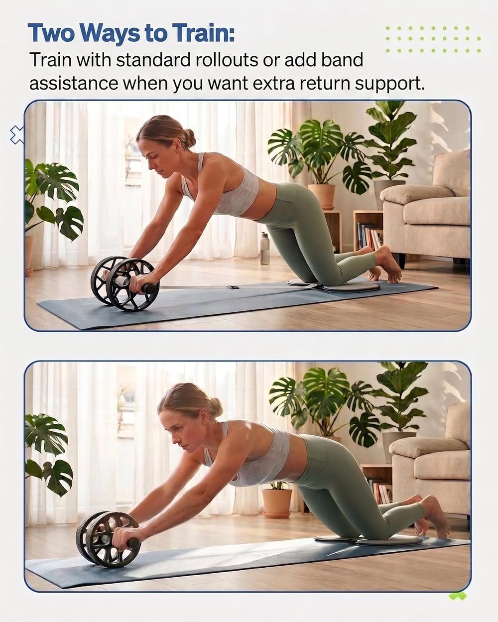 Dual Ab Roller Wheel with Detachable Resistance Band — view 4