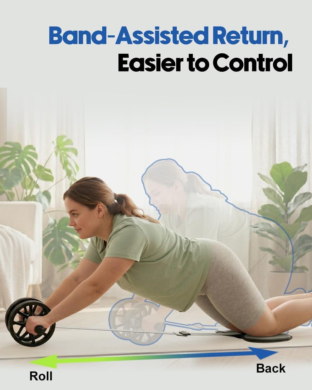 Dual Ab Roller Wheel with Detachable Resistance Band — view 5