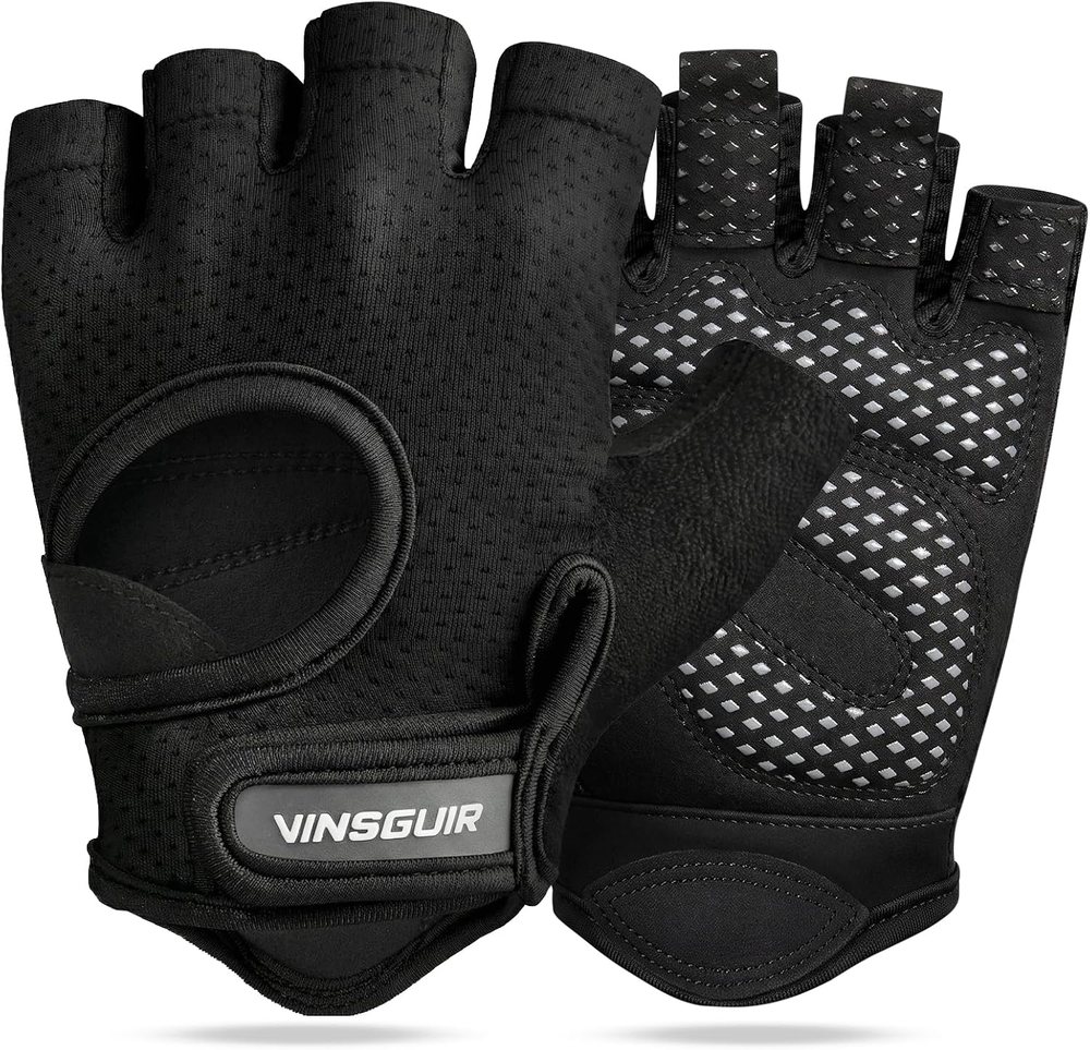Breathable Padded Workout Gloves, Full Black
