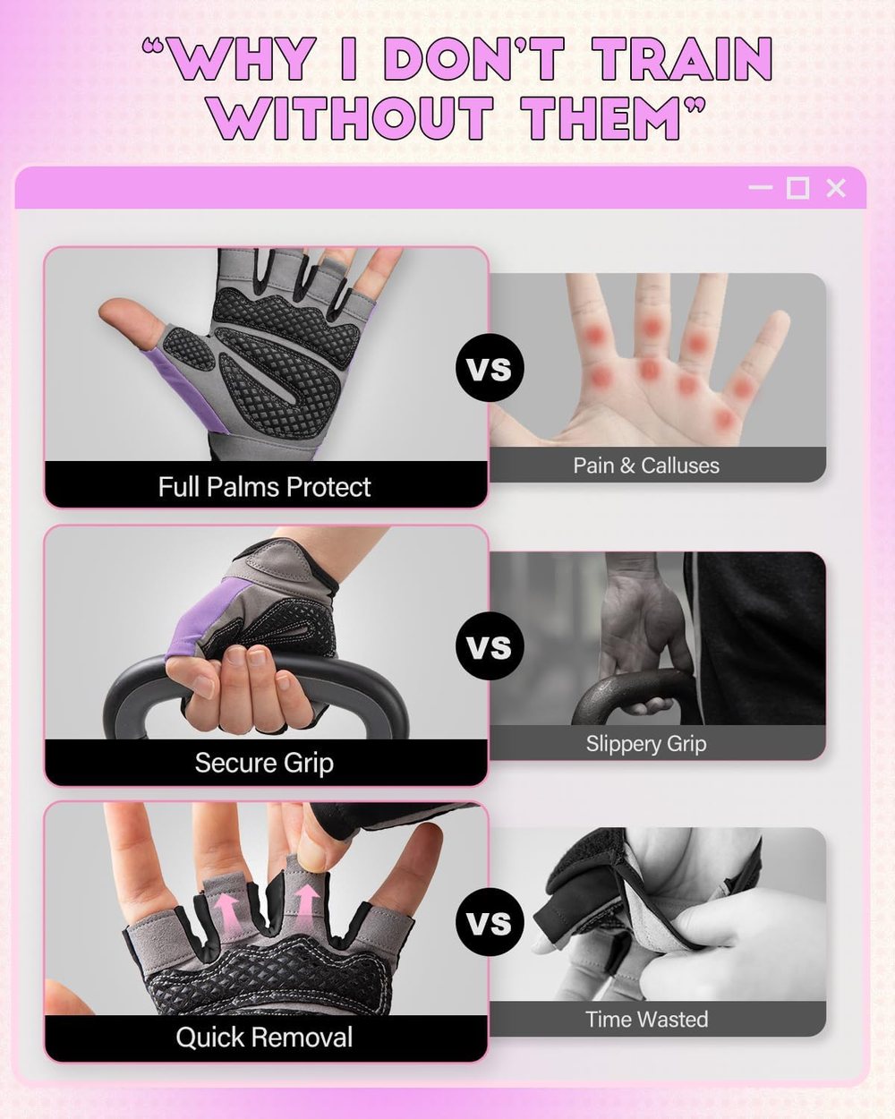 Enhanced Grip Gym Gloves, Lavender Mist — view 5