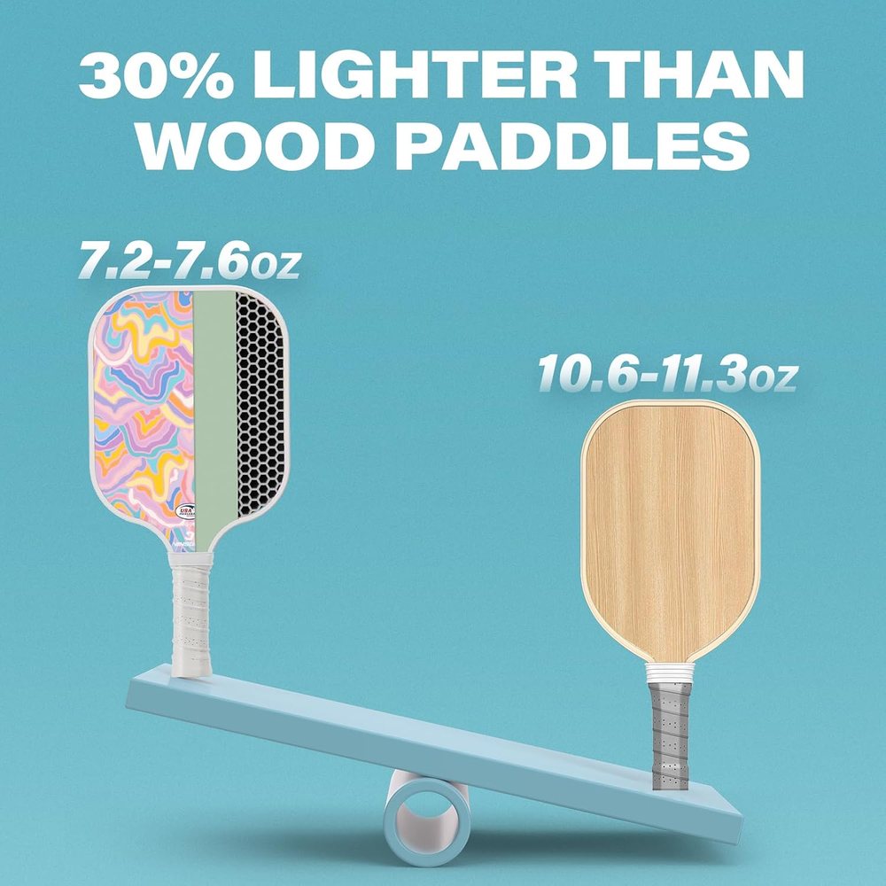 Pastel Swirl Pickleball Paddles with Padded Cover — view 2
