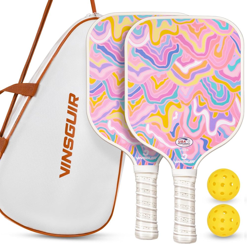 Pastel Swirl Pickleball Paddles with Padded Cover