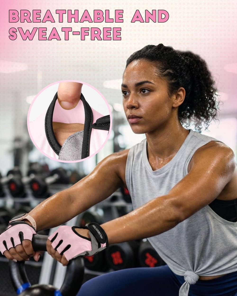 Enhanced Grip Gym Gloves, Peach Blossom — view 2