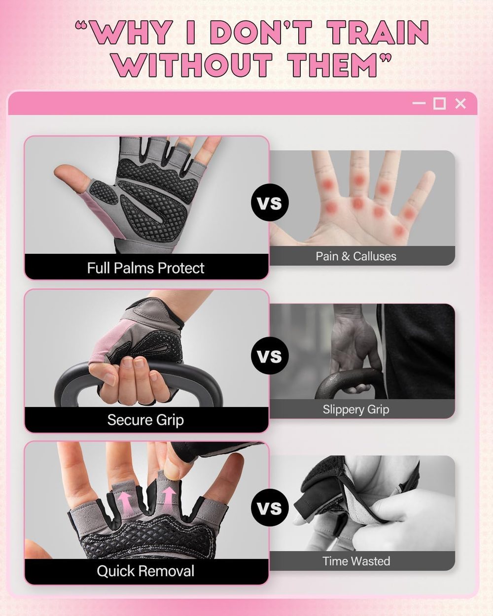 Enhanced Grip Gym Gloves, Peach Blossom — view 5