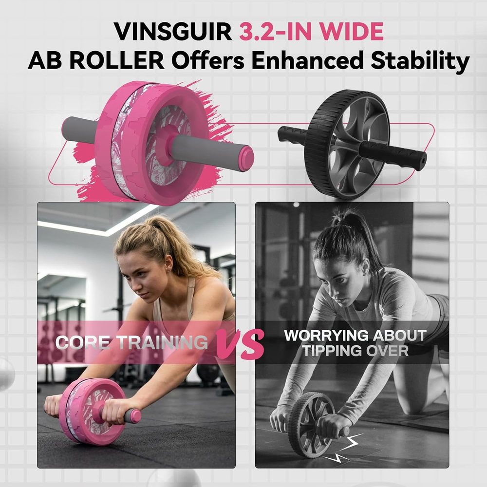 Ab Roller Wheel and Knee Pad Set, Pink — view 2