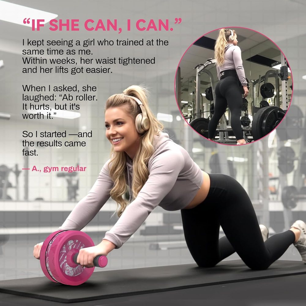 Ab Roller Wheel and Knee Pad Set, Pink — view 4