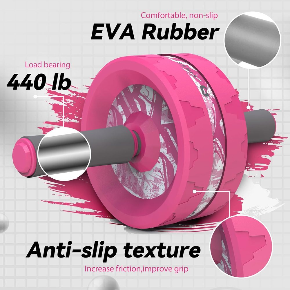 Ab Roller Wheel and Knee Pad Set, Pink — view 5