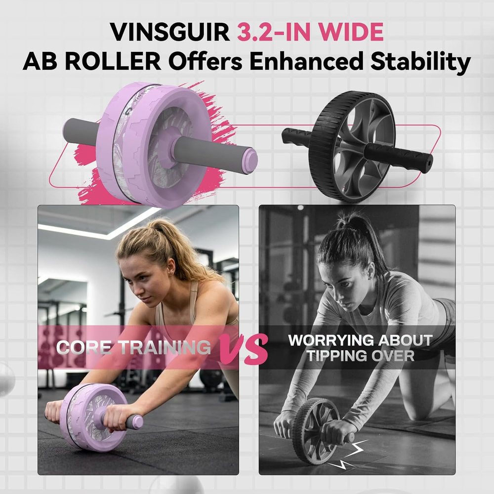 Ab Roller Wheel and Knee Pad Set, Purple — view 2