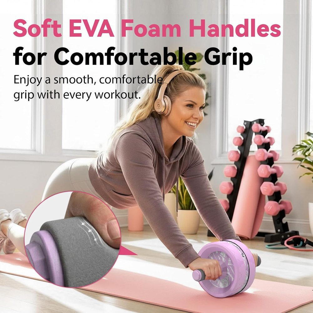 Ab Roller Wheel and Knee Pad Set, Purple — view 3