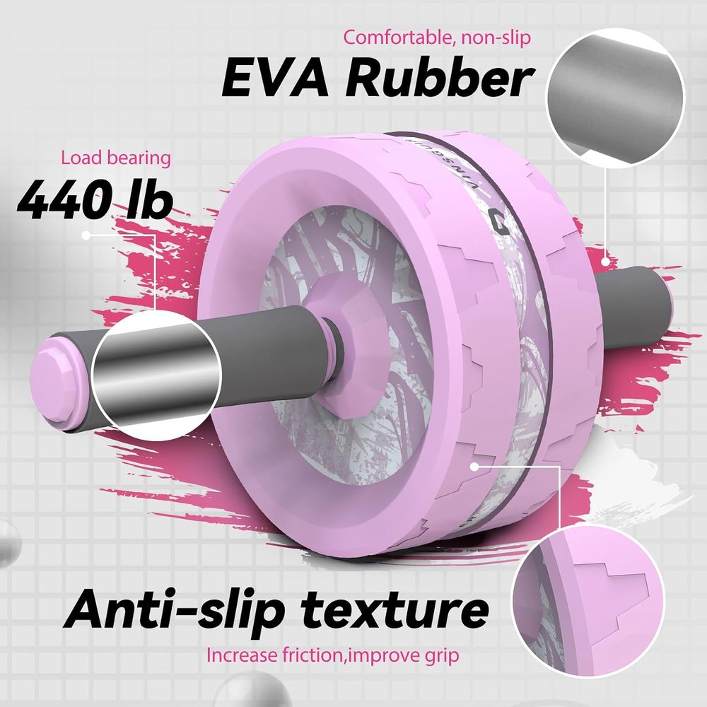 Ab Roller Wheel and Knee Pad Set, Purple — view 5