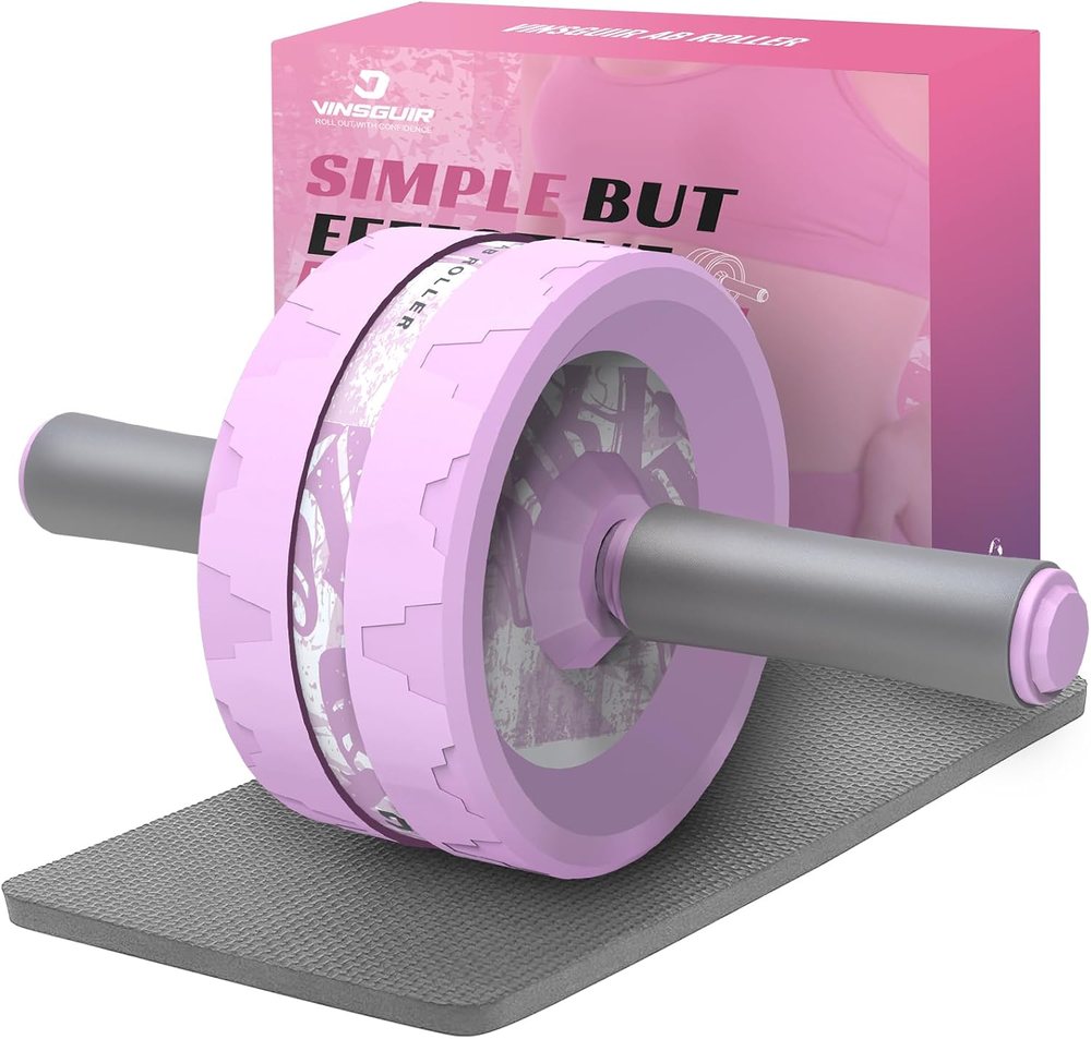 Ab Roller Wheel and Knee Pad Set, Purple