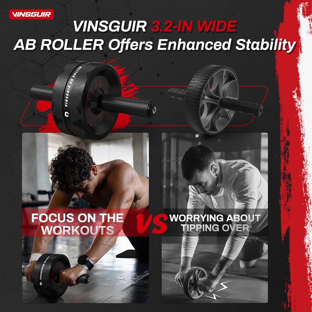 Dual Ab Roller Wheel with Knee Pad, Red Line — view 2