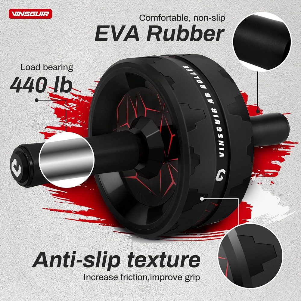 Dual Ab Roller Wheel with Knee Pad, Red Line — view 4