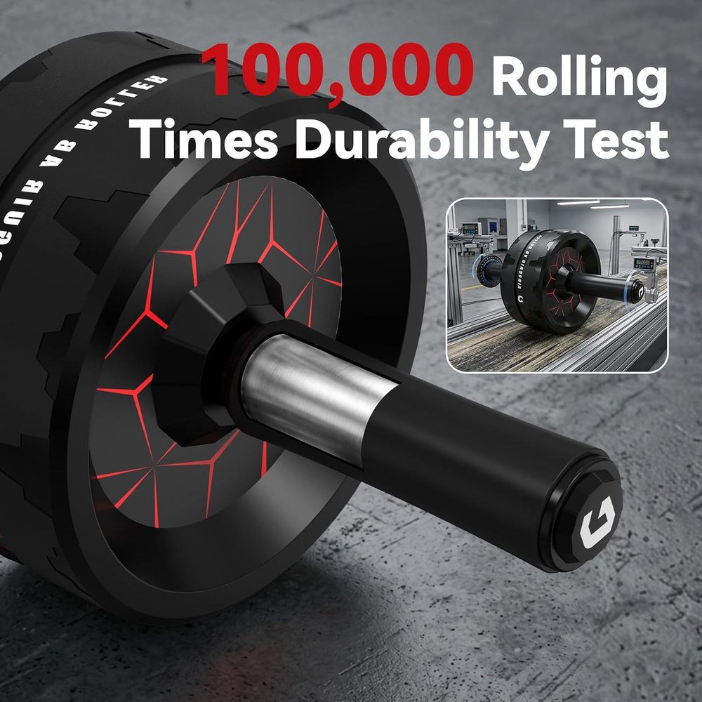 Dual Ab Roller Wheel with Knee Pad, Red Line — view 5